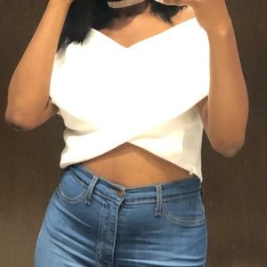White Criss Cross Fashion Nova Top